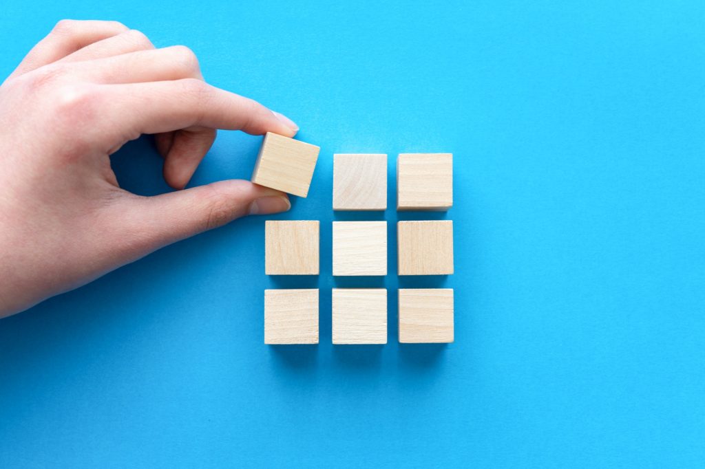 Business strategy theme concept using wood block